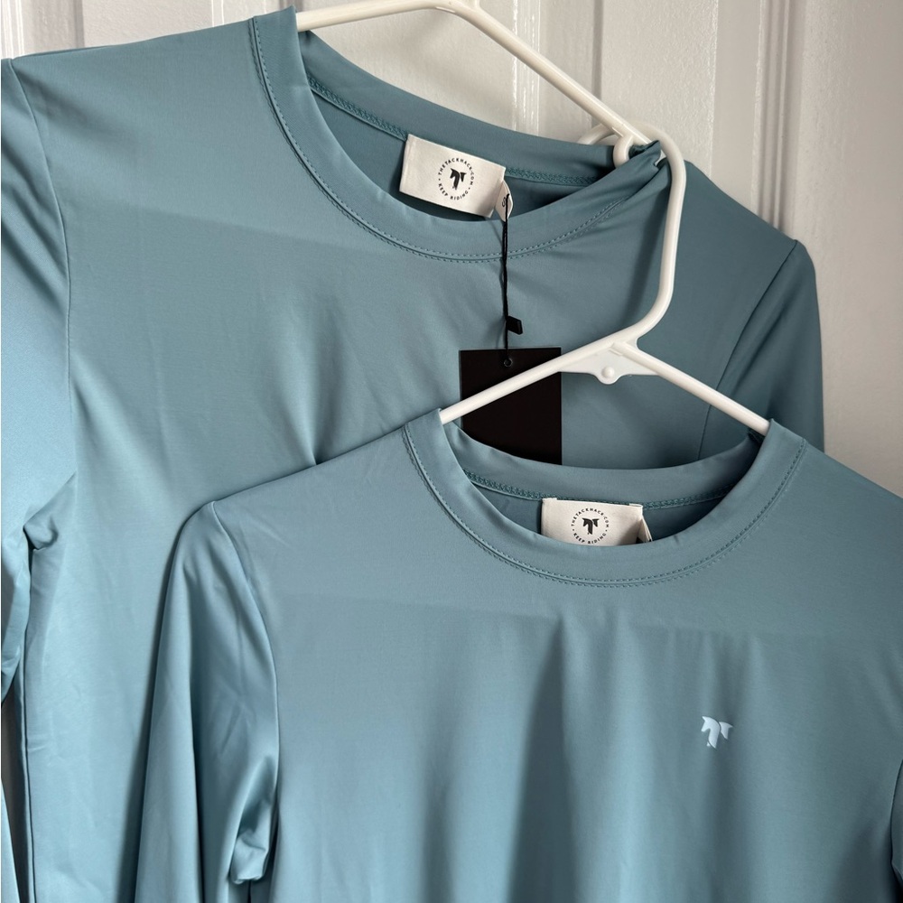 The TackHack Equestrian Apparel NWT Kate Liverpool Blue Cuffed Top Horse Riding